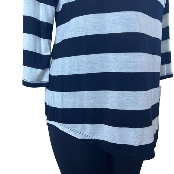 INC Black & White Striped Blouse 3/4 Sleeve Relaxed Fit Casual Sz XL - New - Picture 5 of 9